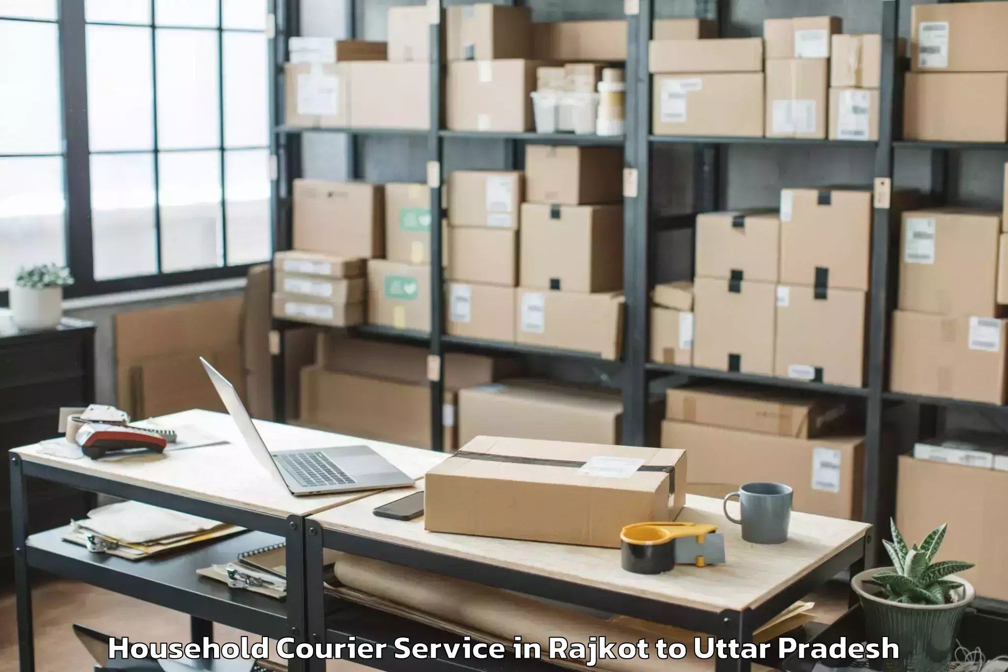 Reliable Rajkot to Gardens Galleria Lucknow Household Courier